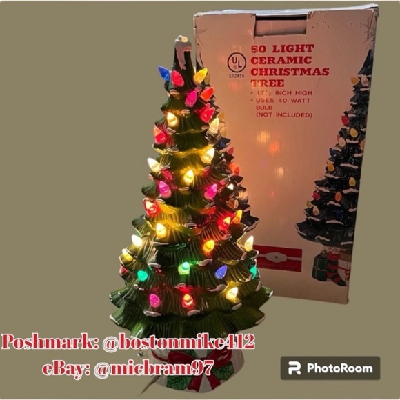 17.5in Ceramic Light Up Christmas Tree vintage ceramic christmas  tree X-Mas vtg - Picture 2 of 15